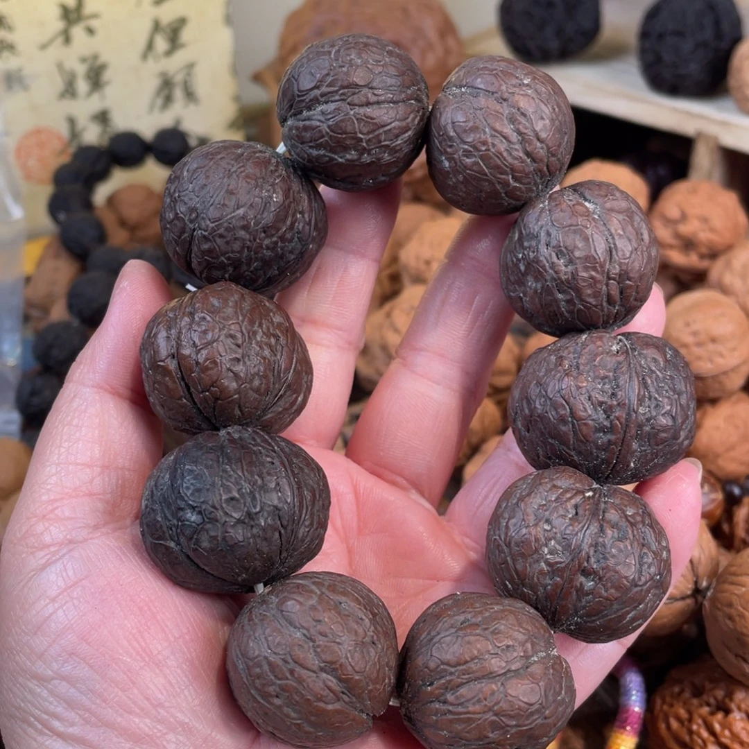 隔***五把件文玩核桃赤龙珠10颗