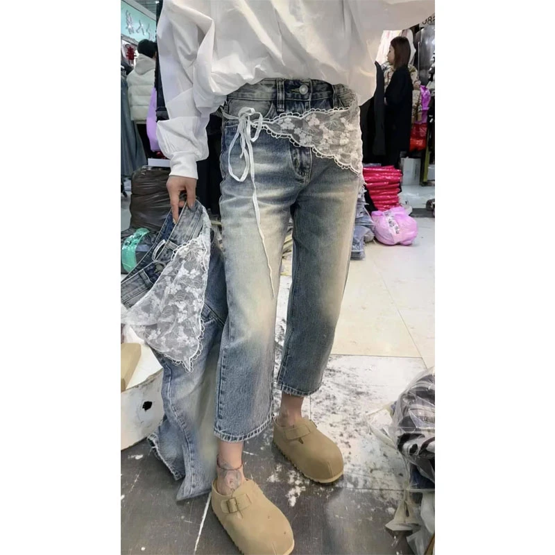 艾塔莉显瘦牛仔裤子2025春季新款胖mm小脚铅笔裤九分裤大码小个子