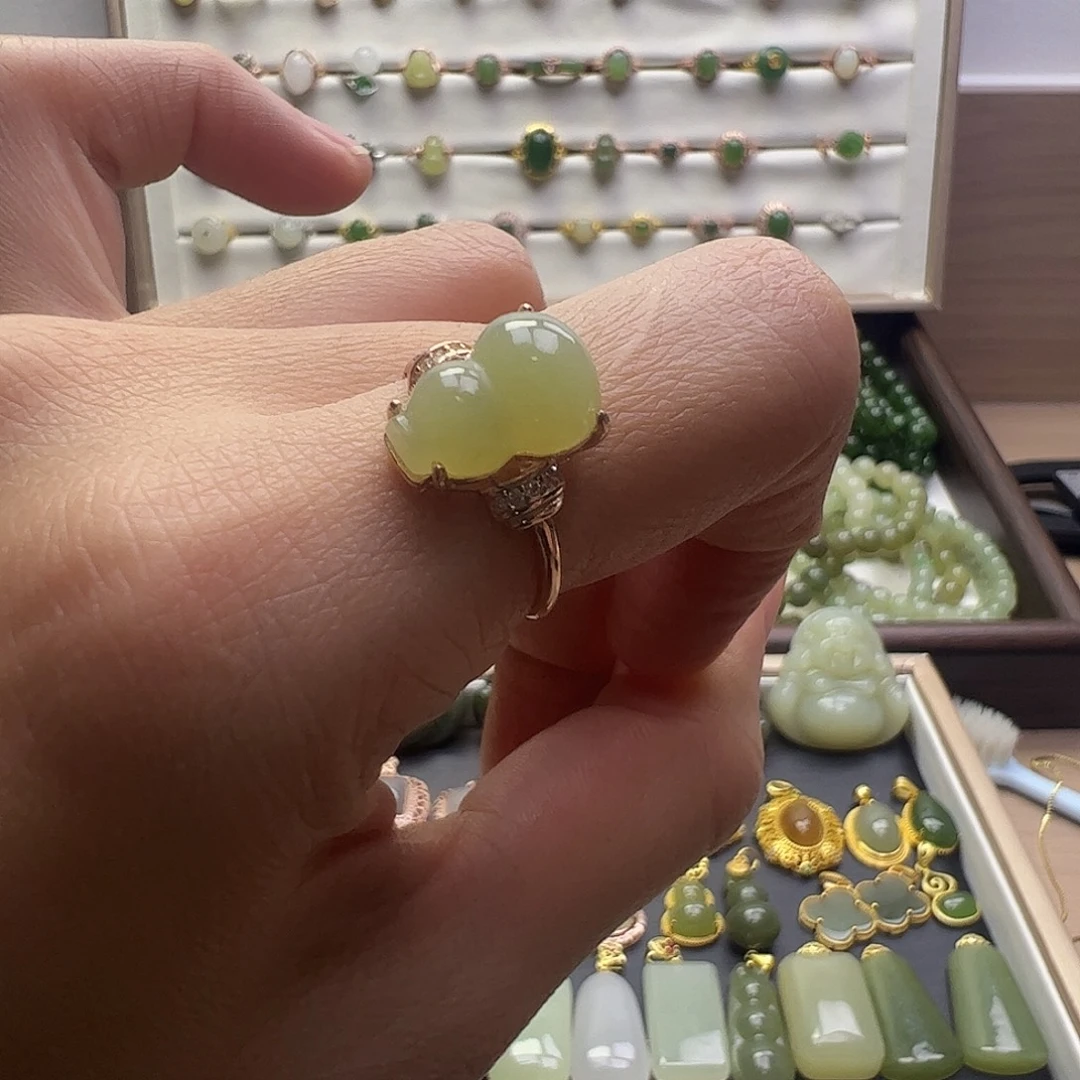 和田玉银S925镶嵌戒指