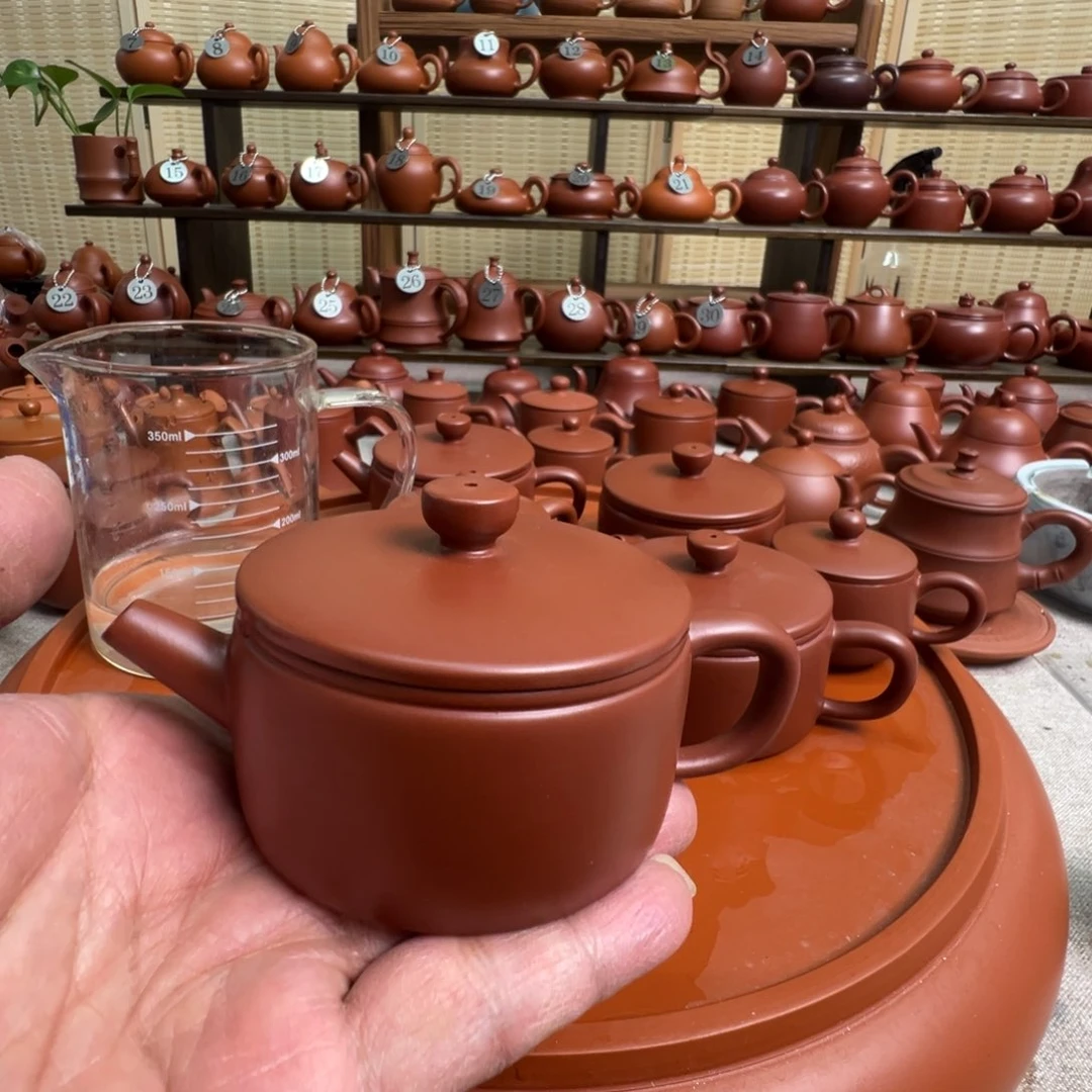 紫砂茶壶振**镜潮州手拉朱泥壶，微瑕不退换