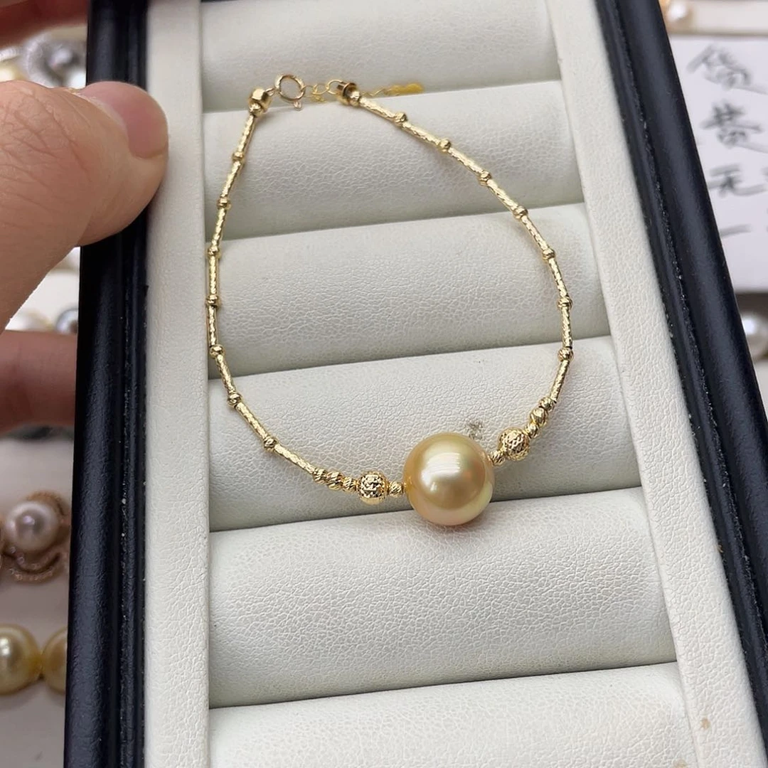 18K金镶嵌海水珍珠手链
