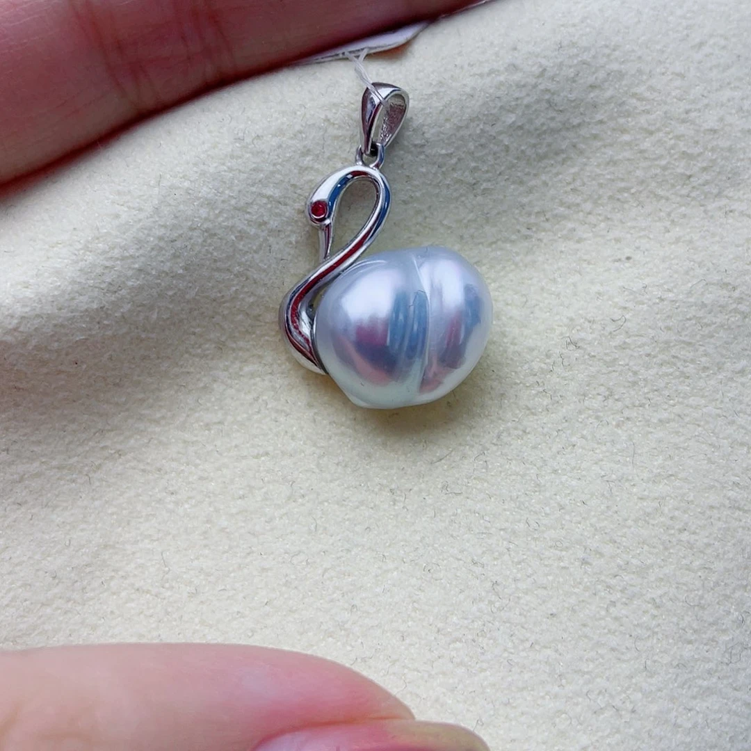 银S925镶嵌海水珍珠颈饰w67