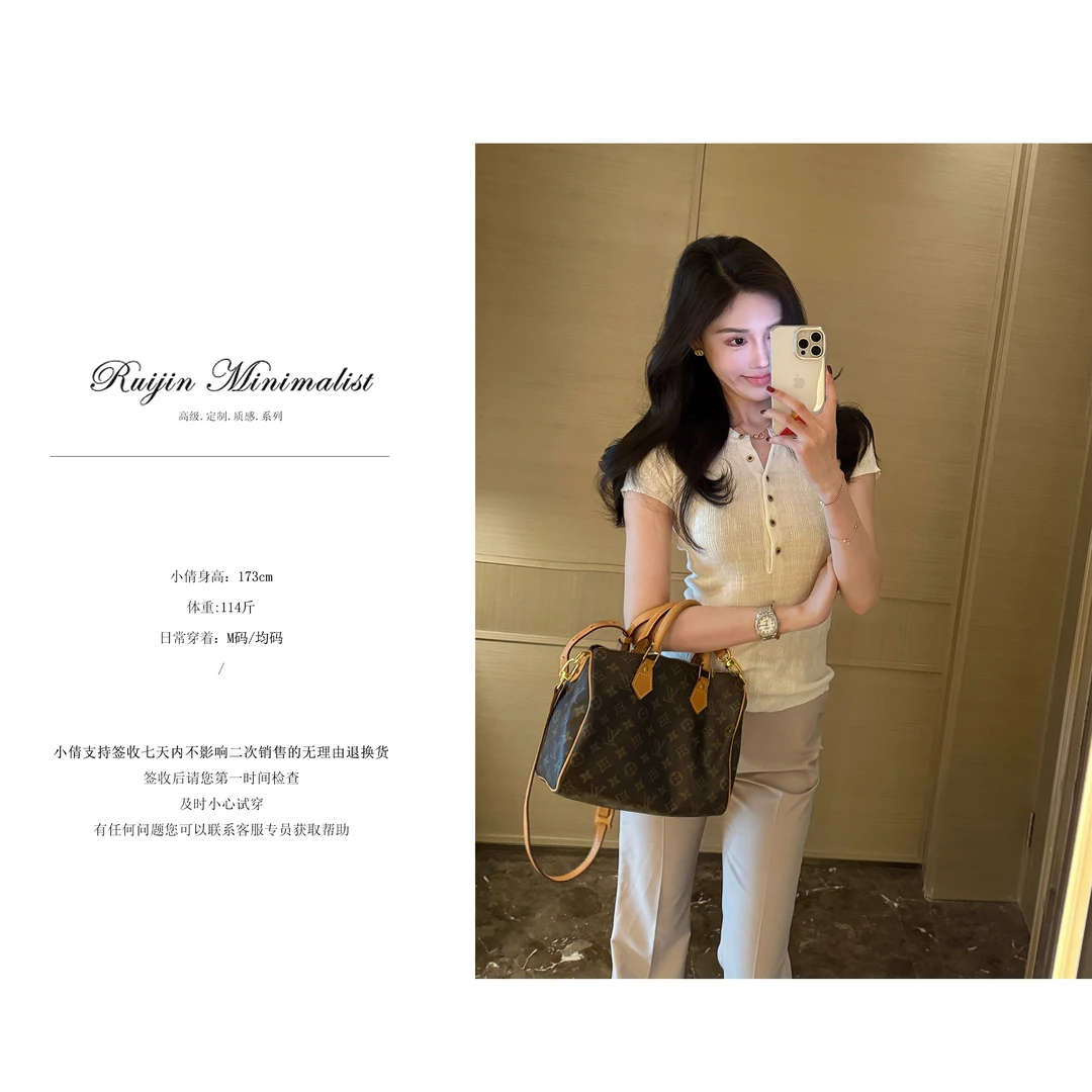 【98RUIJIN】薄款百搭休闲短袖法式夏季轻熟风时尚质感气质小众日常