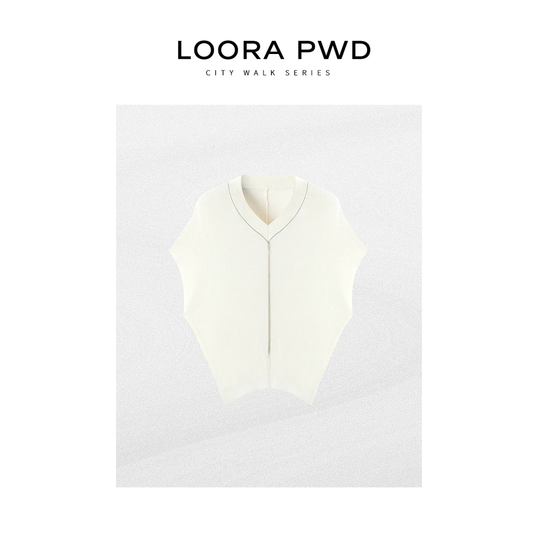 LOORAPWD/罗拉密码 全新风格亮片走线针织V领上衣25CJBA0081N