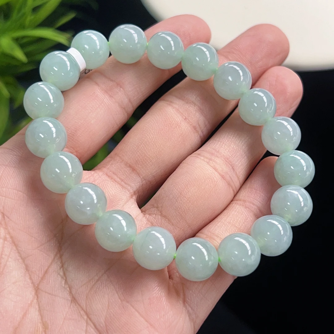 天然翡翠晴底色手串珠链时尚老型冰透女款渐变妈妈清新隔珠轻奢