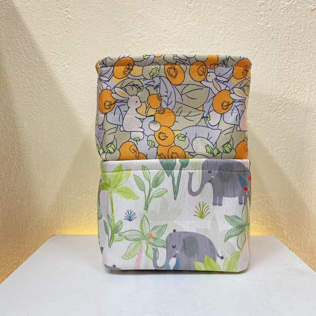 【20X15X14高】小象和胡萝卜兔开口微瑕桌面收纳袜子筐2只