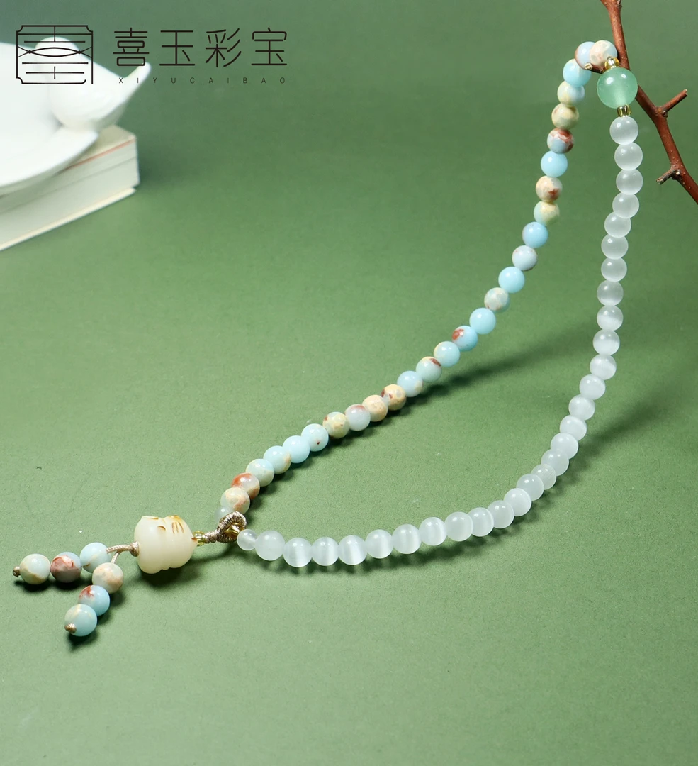 小猫款寿山石双拼多圈手串1425