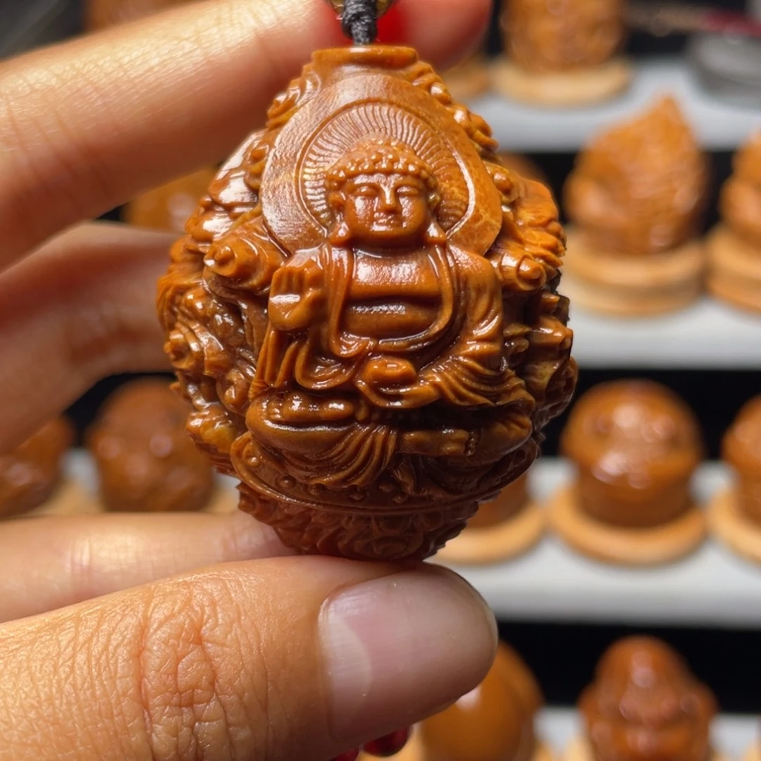吊坠橄榄核九龙拜如来单籽4.0