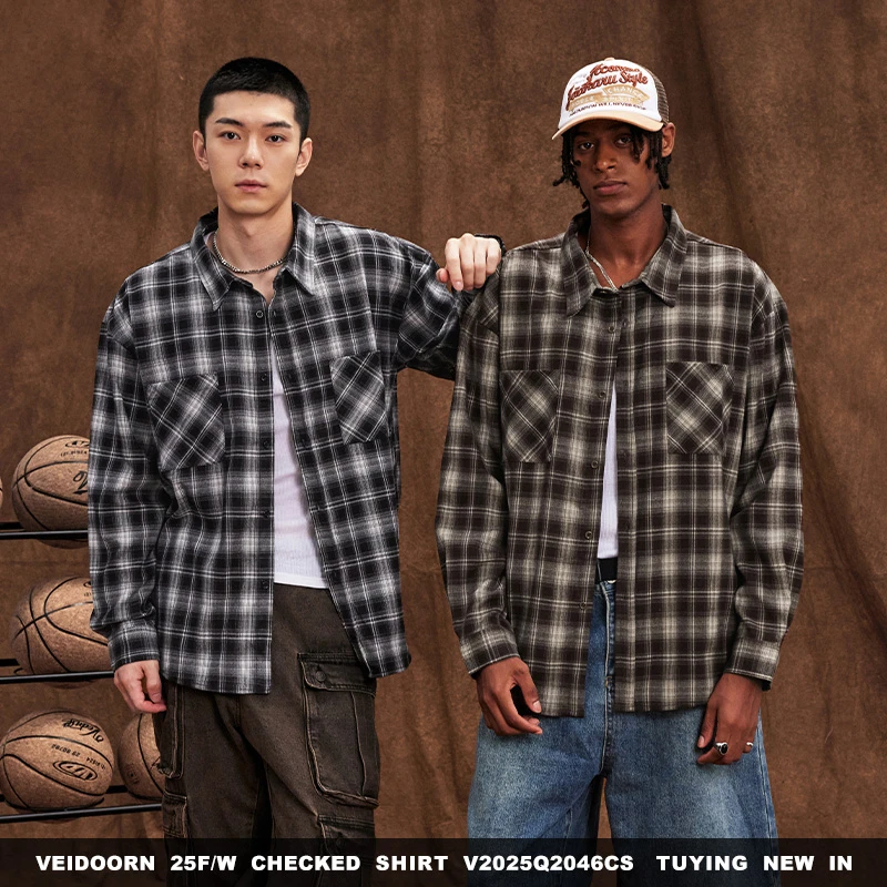 【新品发售】维动图影系列格子衬衫新款休闲时尚开衫衬衣宽松外套