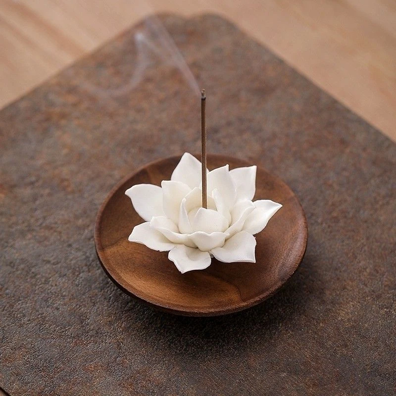 创意陶瓷手工莲花线香香插香座家用室内香薰炉檀香茶桌办公室桌面