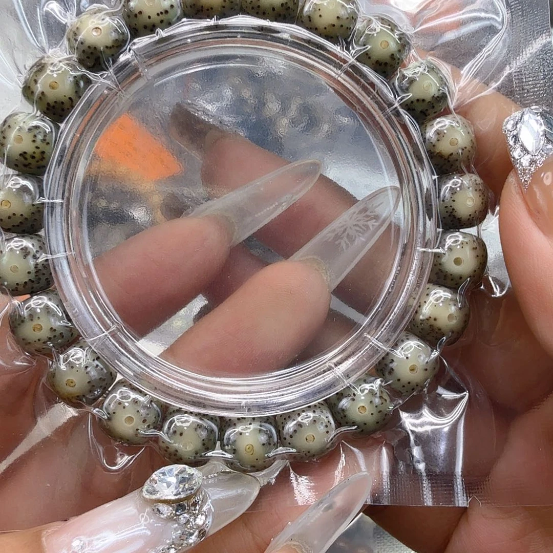 星月菩提手串86殿堂卡姿兰黑包白星月菩提10桶单圈