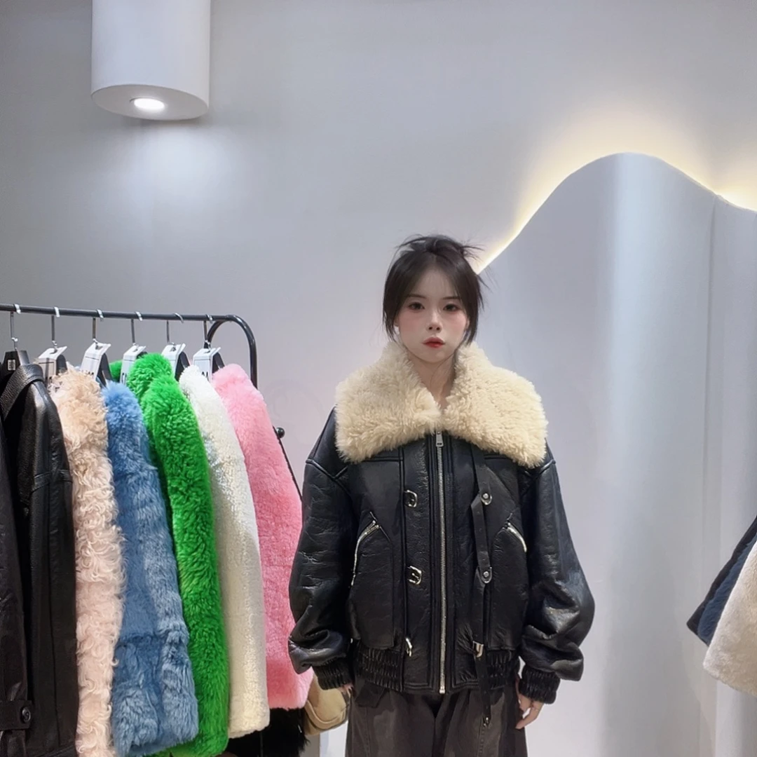 真皮皮毛一体外套215-089