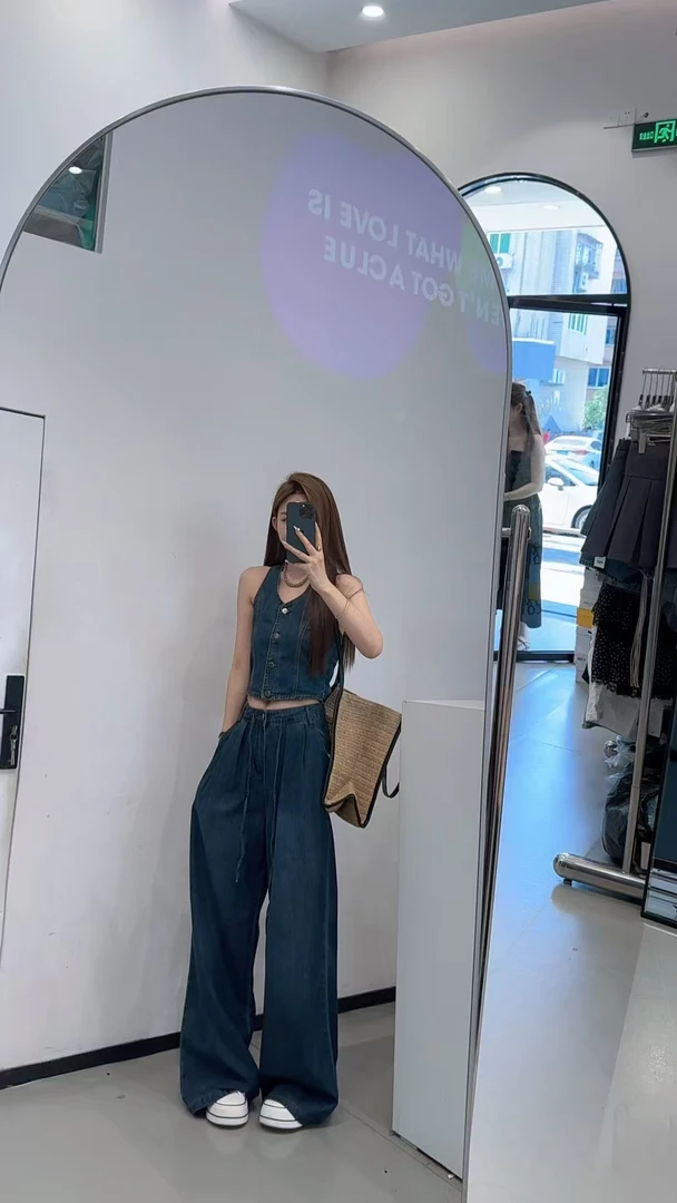 时尚套装裤子抹胸简约通勤韩版套装6158