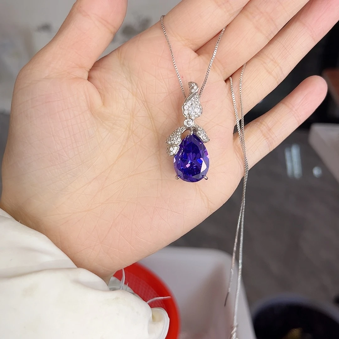 颈饰彩色蓝宝石银S925镶嵌