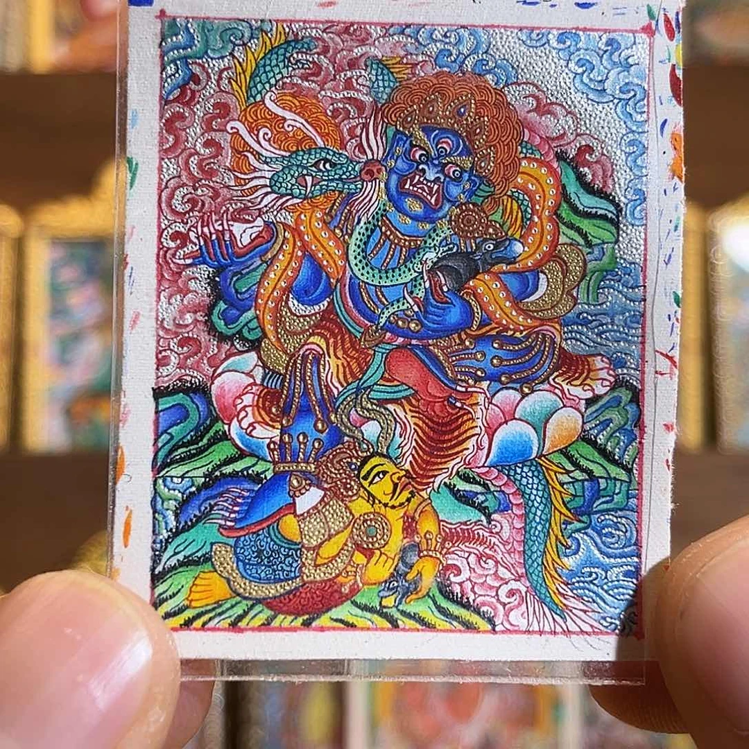 吊坠青海热贡纯手绘黑财