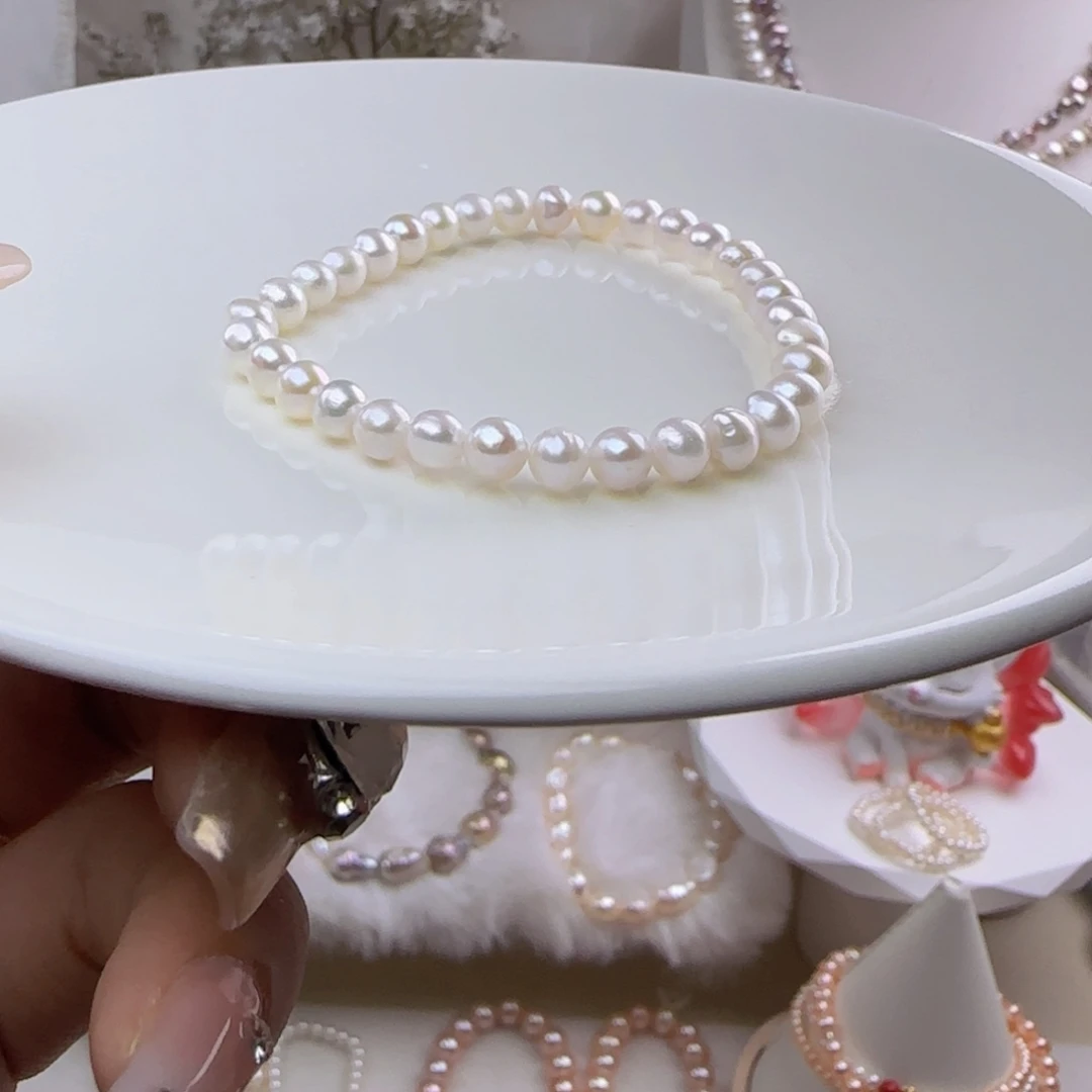 未镶嵌淡水珍珠手绳5-6mm微瑕