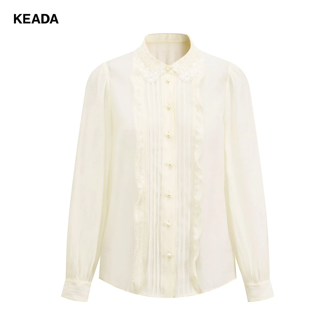 KEADA衬衫蕾丝拼接珍珠扣通勤约会百搭精致衬衫KSN4015165