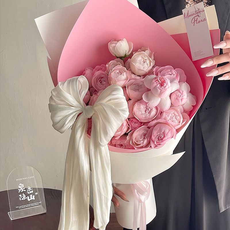 泽林高级感法式蝴蝶结珠光纱绸缎布艺花店diy材料