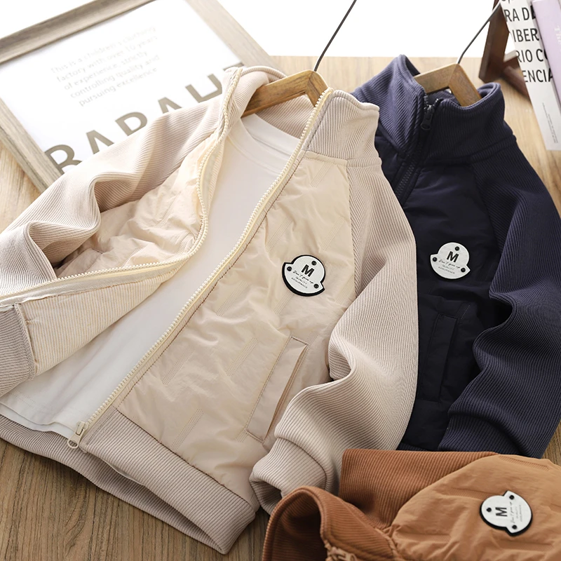 男童加厚外套2025秋冬新款儿童立领夹棉保暖上衣中大童装时尚衣服