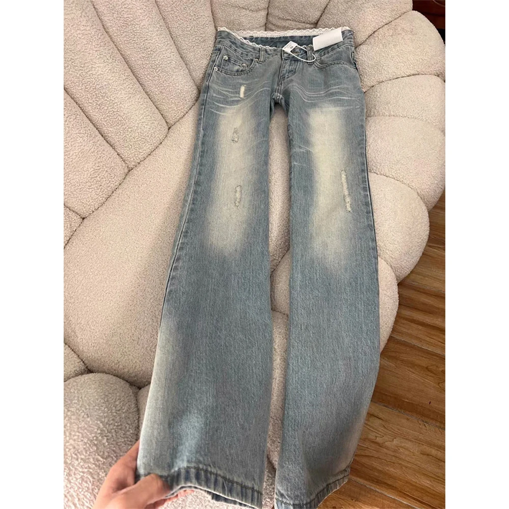 【现货+运费险】牛仔裤拼接搭吊带的裤子宽松喇叭裤阔腿裤春夏女