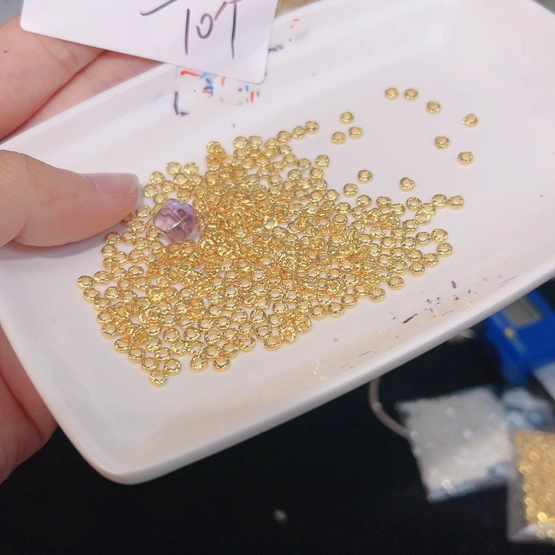 紫晶珠宝半成品银S925镀金镶嵌40