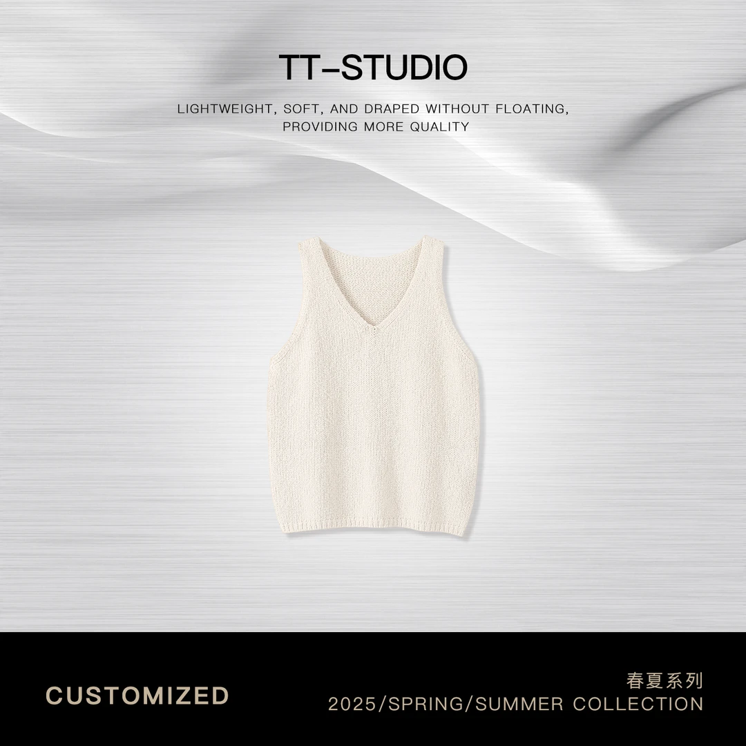 TT【漫云之梦】春夏新品纯棉显瘦百搭无袖套头针织衫TT-11MY2296