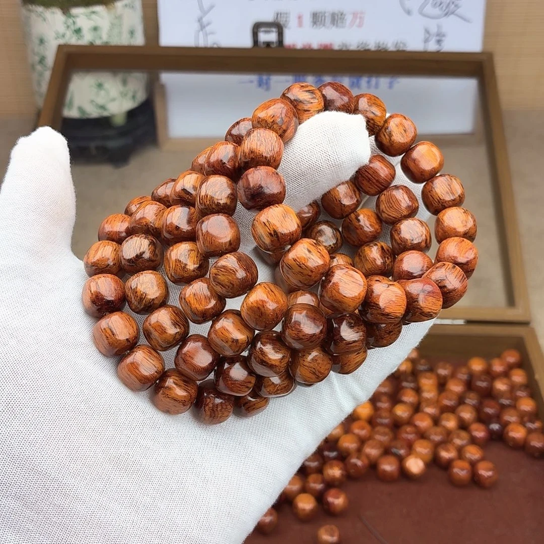 黄花梨/降香黄檀手串/手链13方糖海南红降花梨公黄油芝麻点