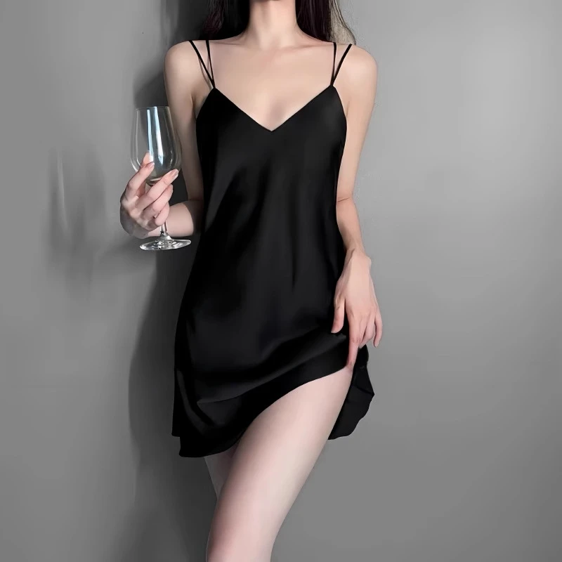 【巴黎夜宴】法式气质夏季吊带短款名媛纯色睡衣家居服