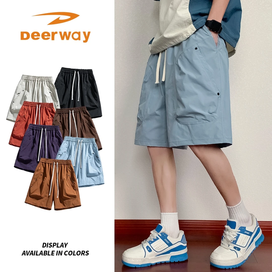 Deerway/德尔惠休闲裤潮流夏季薄款夏季男士工装裤时尚潮五分裤