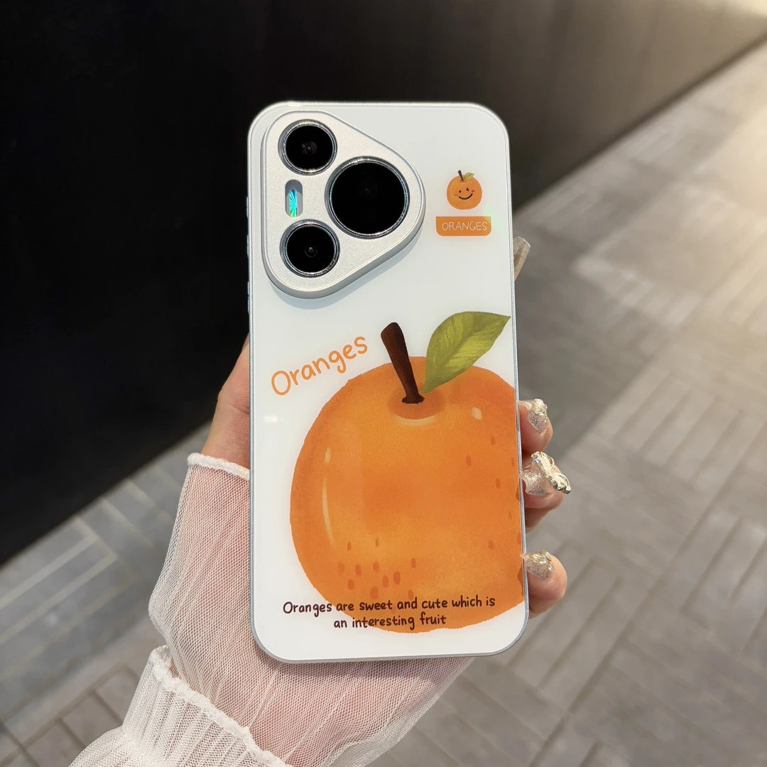 苹果/华为/oppo/vivo/小米 orange橙子适用pura70肤感玻璃手机壳
