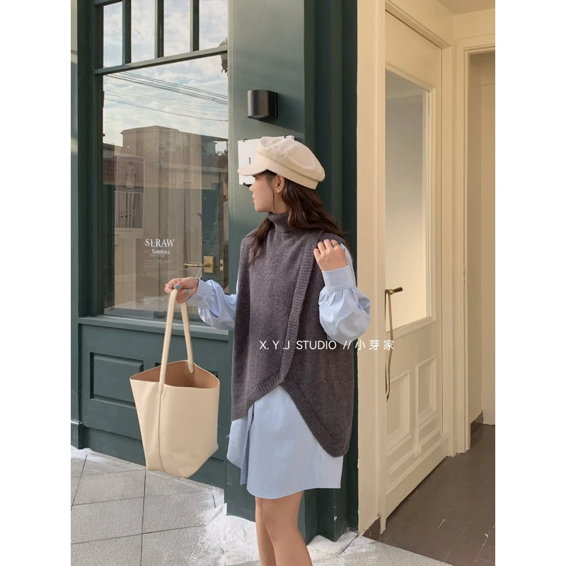 衬衫连衣裙针织马夹套装冬装女 6322