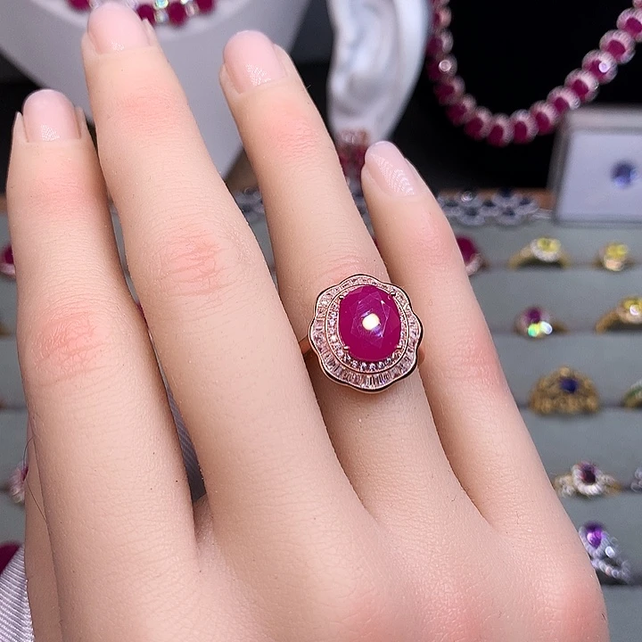 红宝石银S925镶嵌戒指