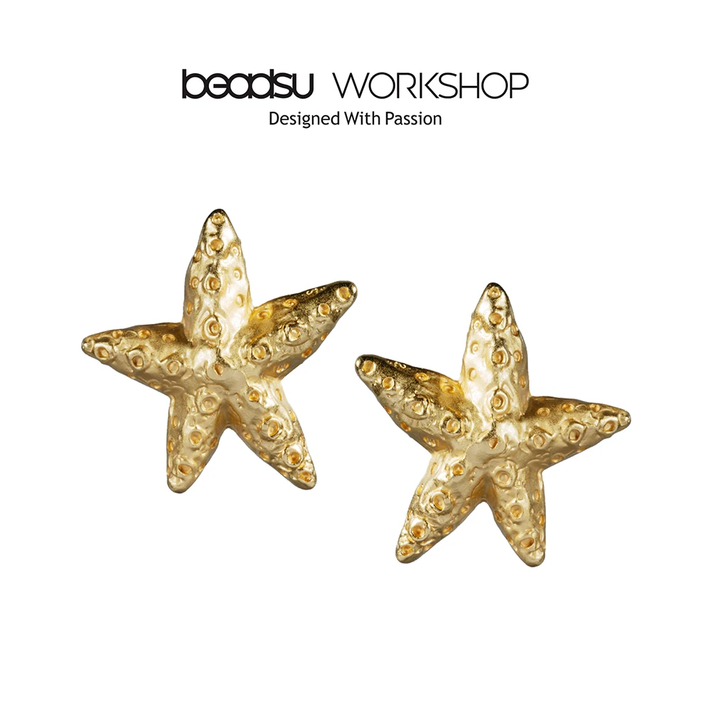 铜合金耳饰 熔岩金属海星耳环 耳夹款 ME095
