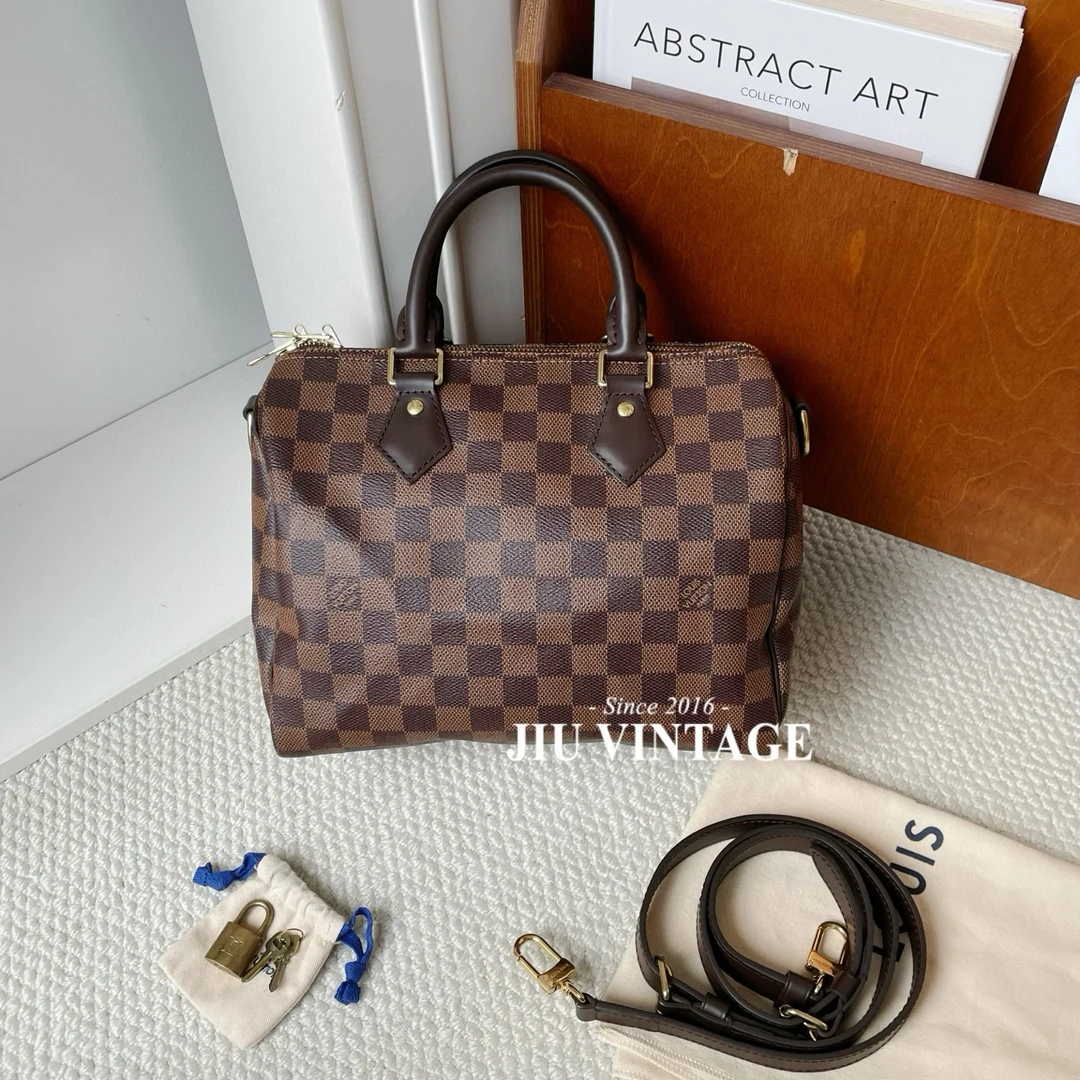 99新 LouisVuitton/路易威登 棕色棋盘格speedy25芯片款JM13-0937
