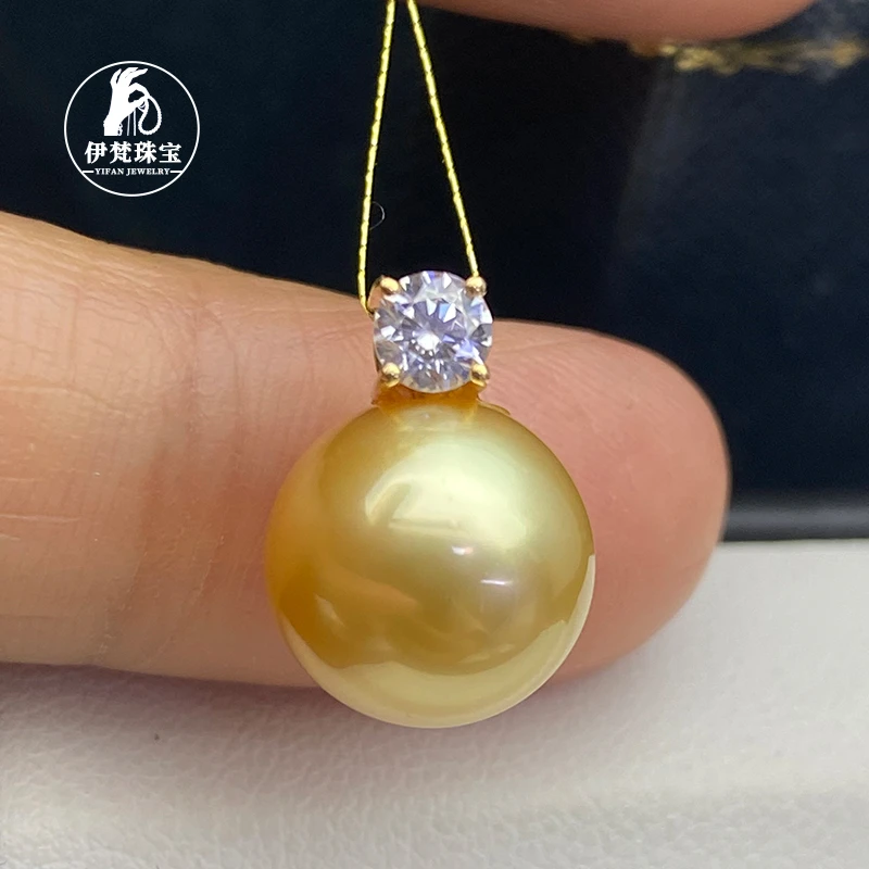 特价爆款天然南洋金珠吊坠18K金镶嵌王菲海水珍珠项链戴妃单颗