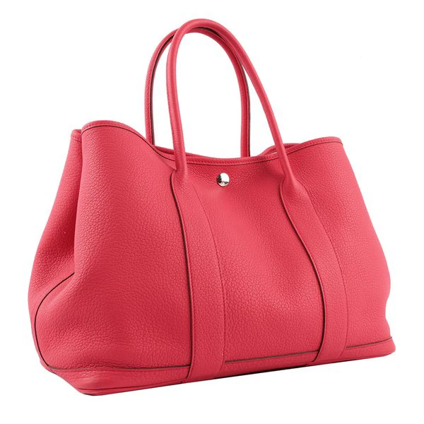 99新 Hermes/爱马仕 花园36斋普尔粉银扣tc皮r手提包