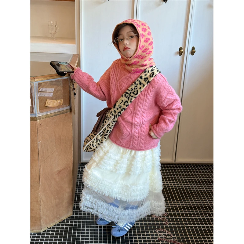 【典藏优雅】LJ·25冬~女童洋气时髦纱裙半身裙子72515（童装汉服米色