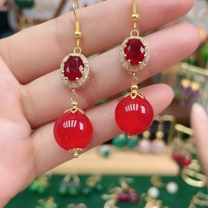 合金耳饰玛瑙/玉髓