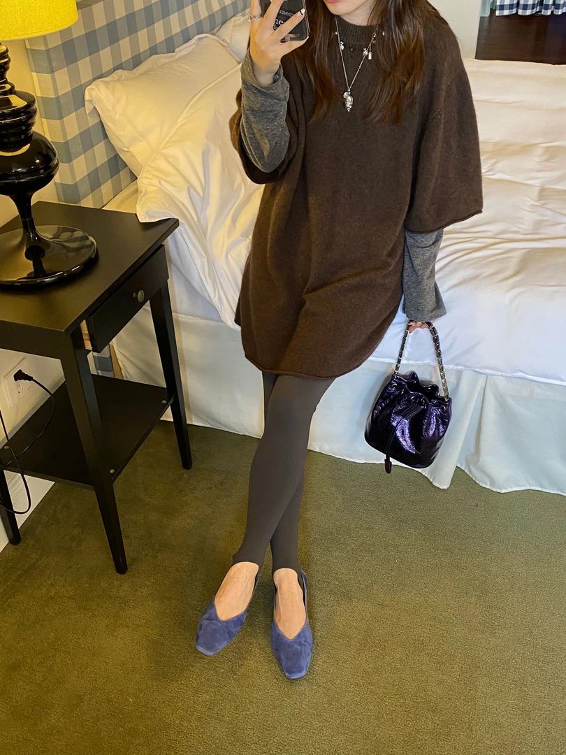 「ZDY」97715#Ins博主高级阔感中袖毛衣裙