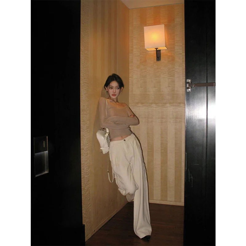 【清清】卡布奇诺 春秋露肩修身长袖针织内搭上衣【2410114】