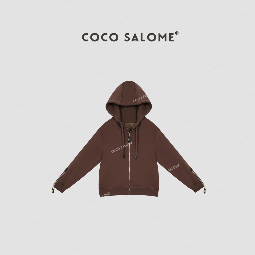 COCO SALOME⒁【乌木拿铁】秋冬450g重磅加绒羊毛蚕丝休闲外套061L