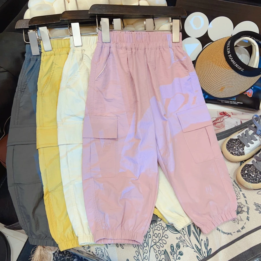 甜美怒推！甜酷宝宝工装裤轻薄不粘身三防卫裤甜美潮流裤子BKZ188