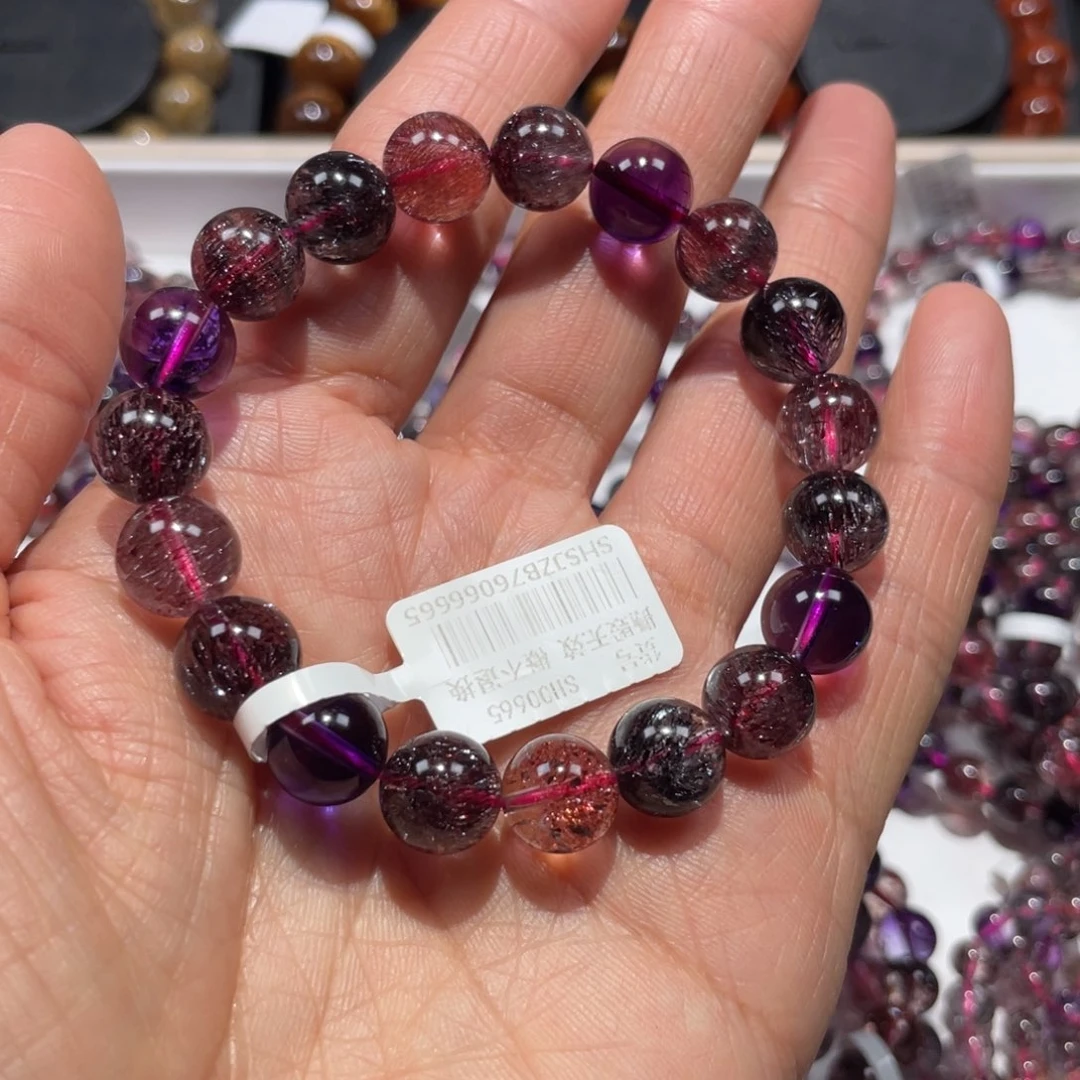 水晶未镶嵌手链黑加仑10mm左右