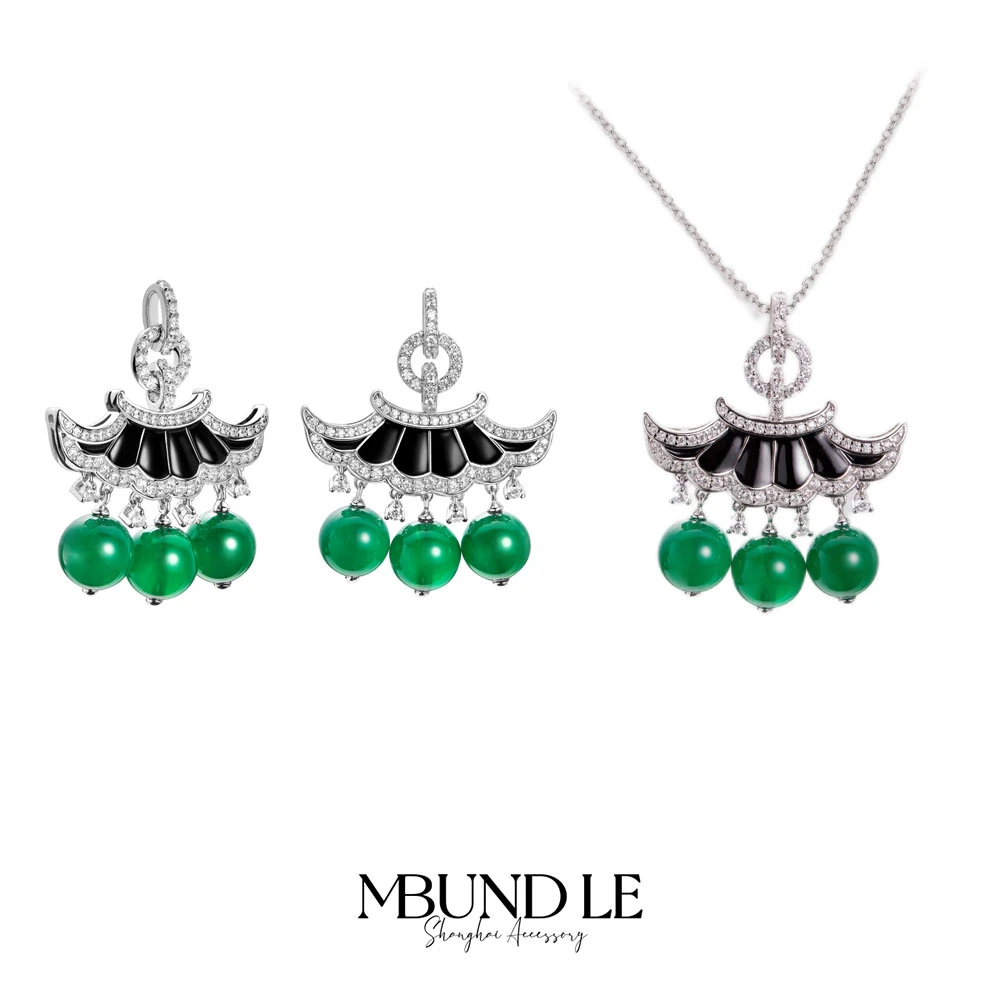 新柳绿-绿玉髓耳环和项链组合