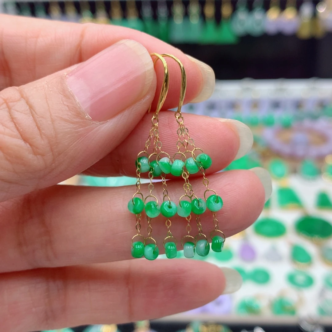 翡翠18K金镶嵌耳饰