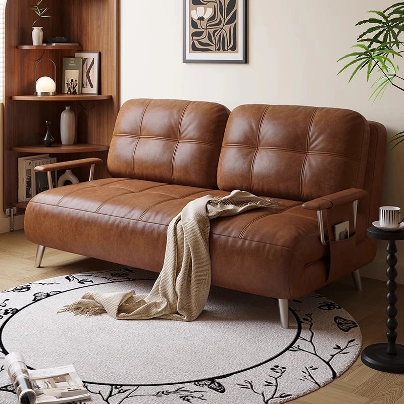 木宫匠芬迪沙发床原木小户型折叠伸缩沙发床双人两用2025新款