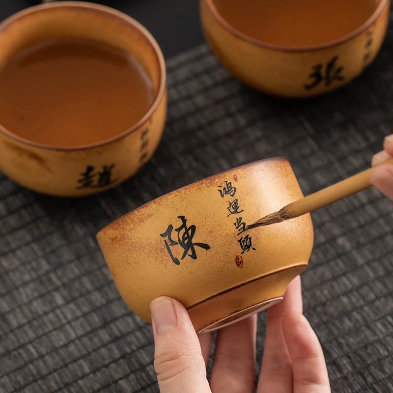 柴烧复古陶瓷主人杯单个高档品茗杯个人茶杯高端家用茶具可定制