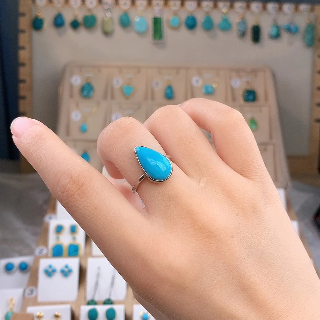 绿松石银S925镶嵌戒指