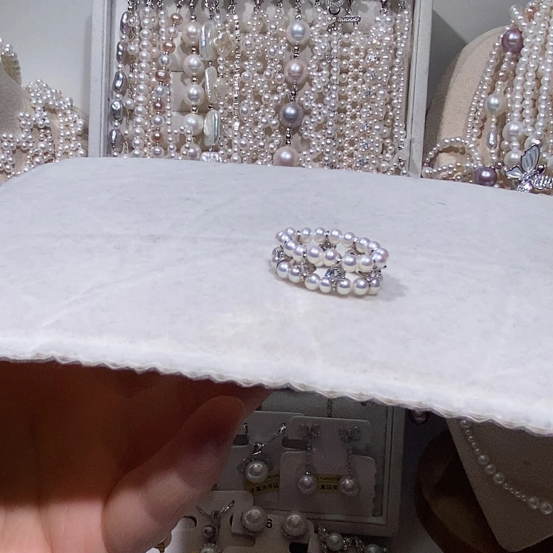 戒指未镶嵌淡水珍珠炫彩极光编织戒指