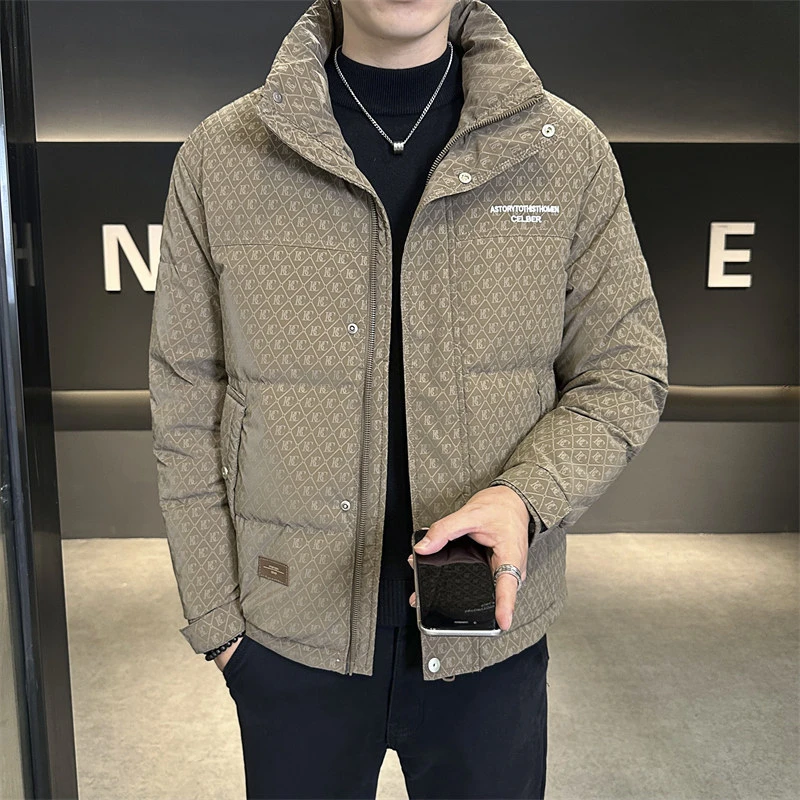 羽绒服男士冬季潮流新款潮牌帅气轻薄短款格子防寒加厚外套男棉服